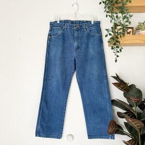 🦋 WRANGLER Coastal Cowgirl Jeans 32 Medium Wash Boho Indie Casual Everyday Crop